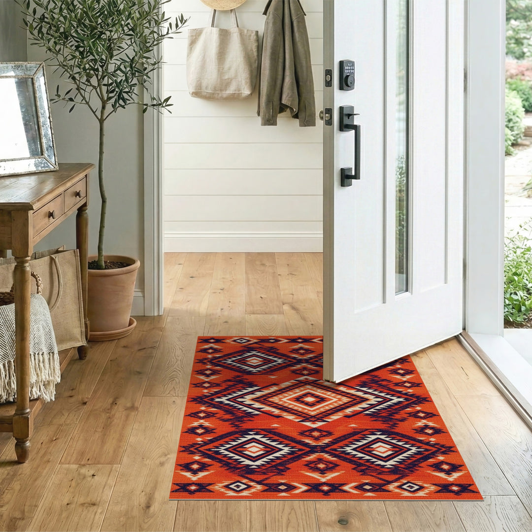 Orange Southwestern Geometric Area Rug