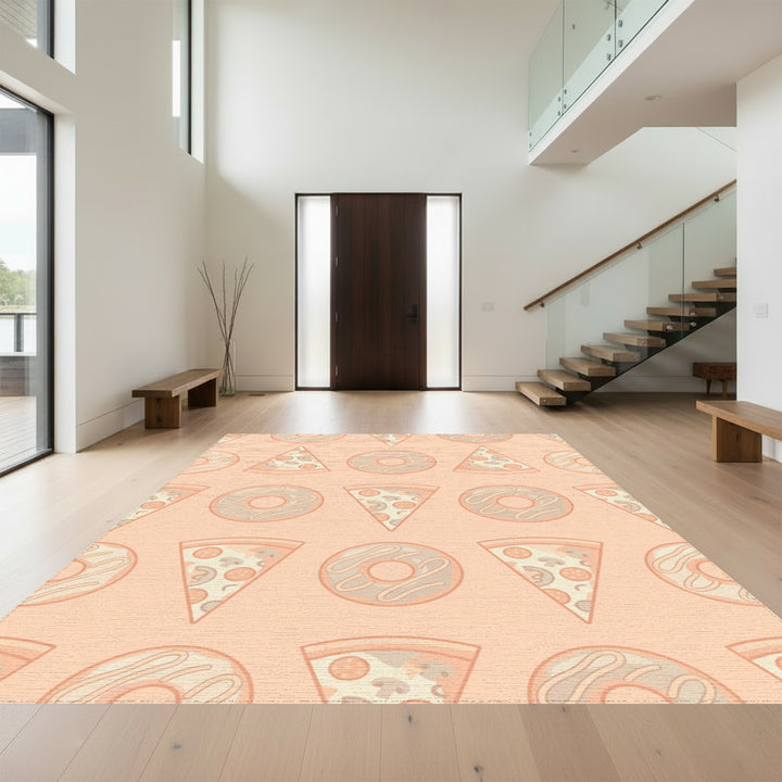 Peach Pizza Donut Repeat Rug