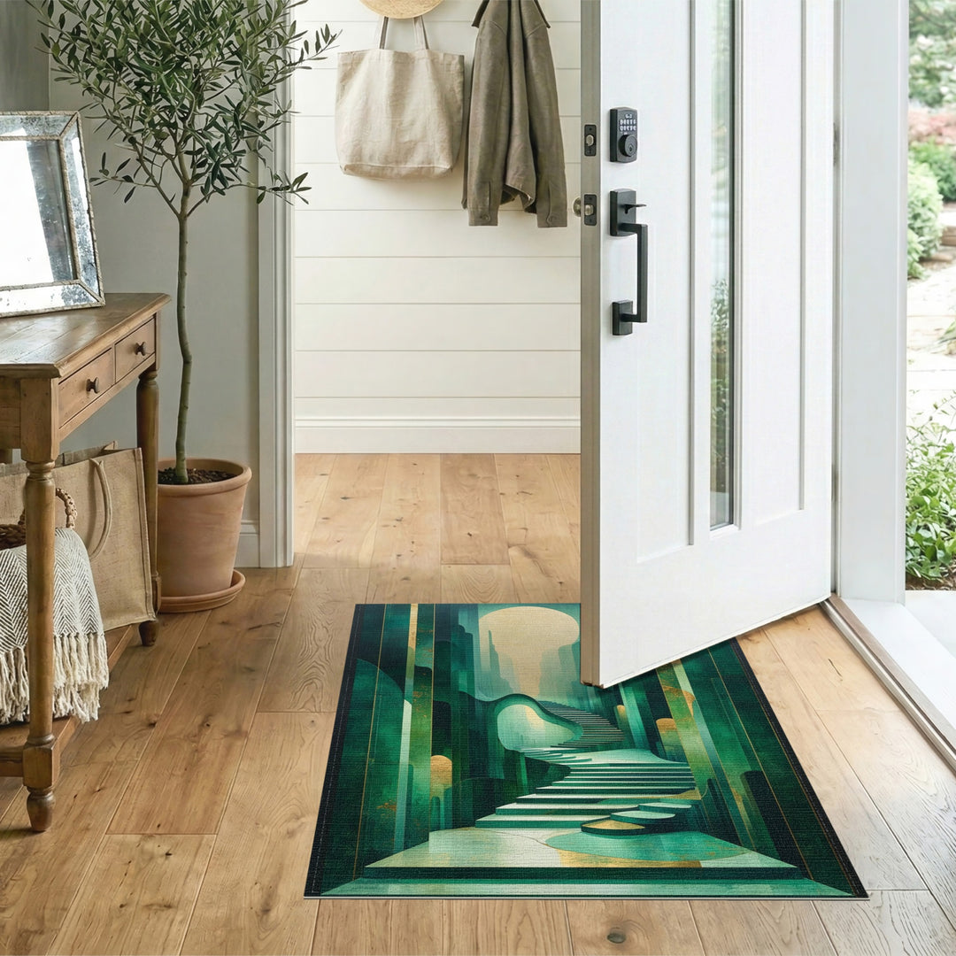 Teal Abstract Staircase Area Rug