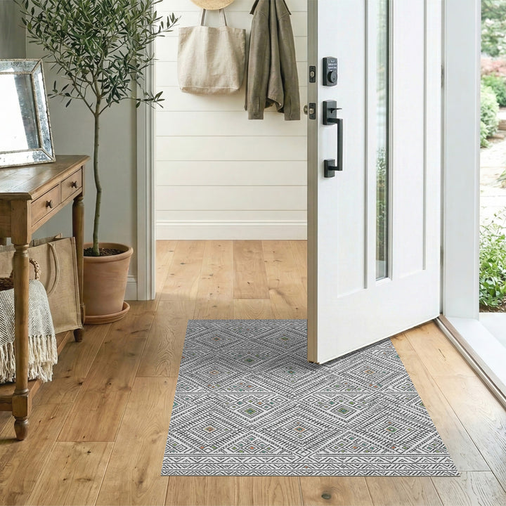 Black White Heritage Tribal Area Rug