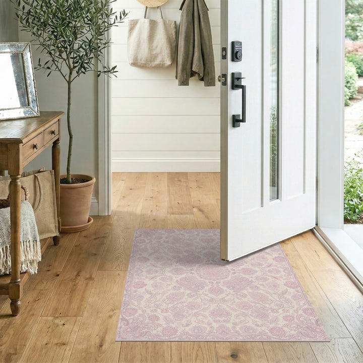 Blush Pink Floral Vintage Area Rug