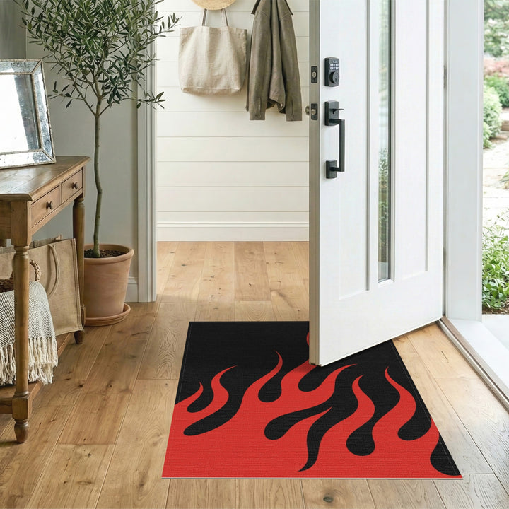 Red Flame Washable Area Rug