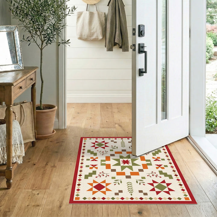 Rustic Farmhouse Star Quilt Area Rug