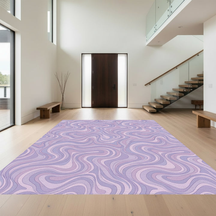 Pastel Lavender Swirl Marble Rug