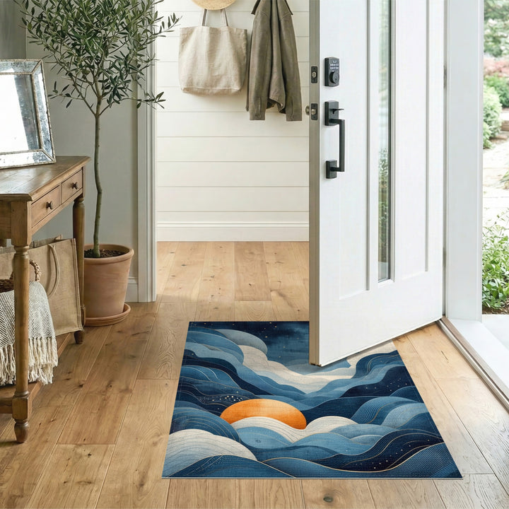 Celestial Blue Wave Area Rug