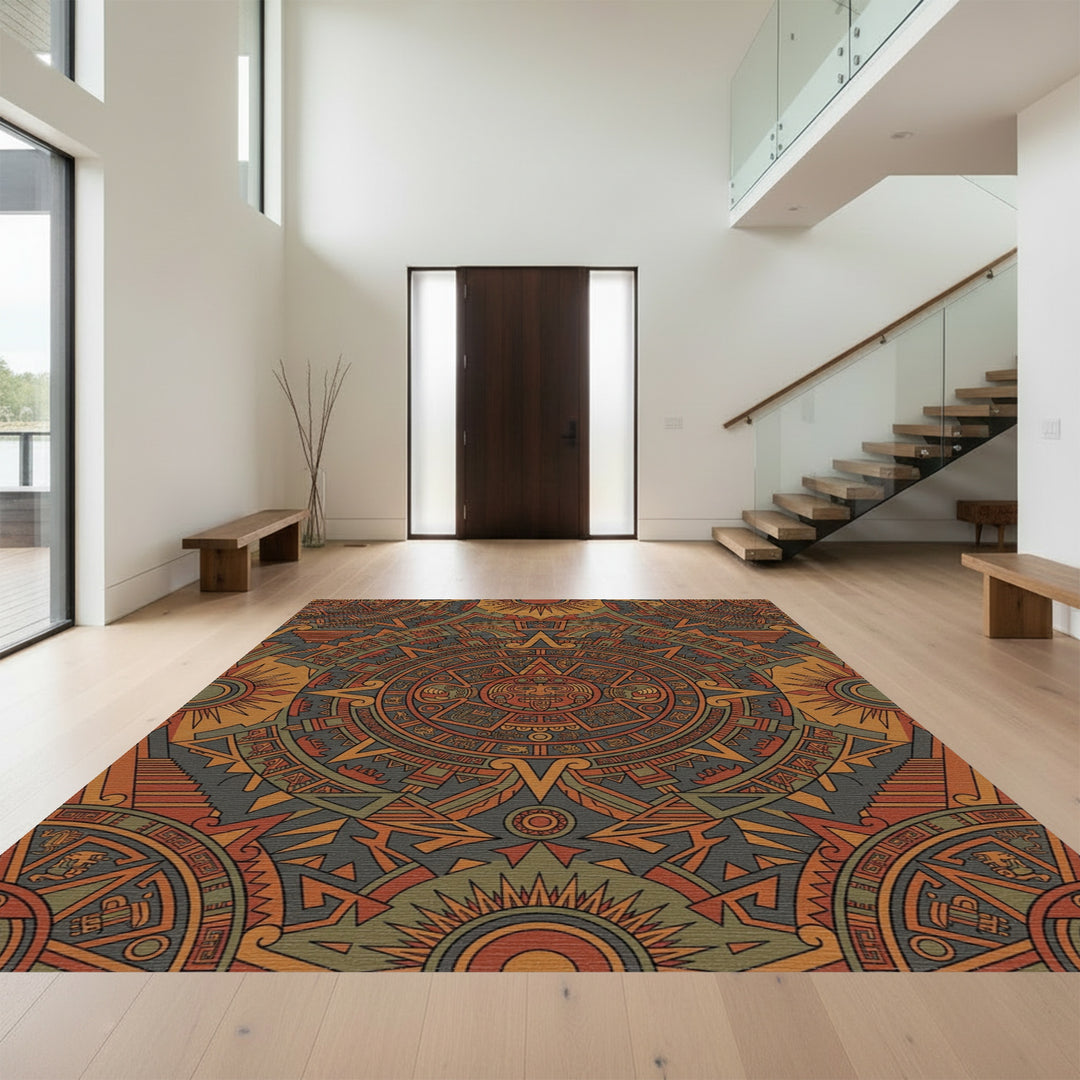 Earth Tones Sun Stone Calendar Rug