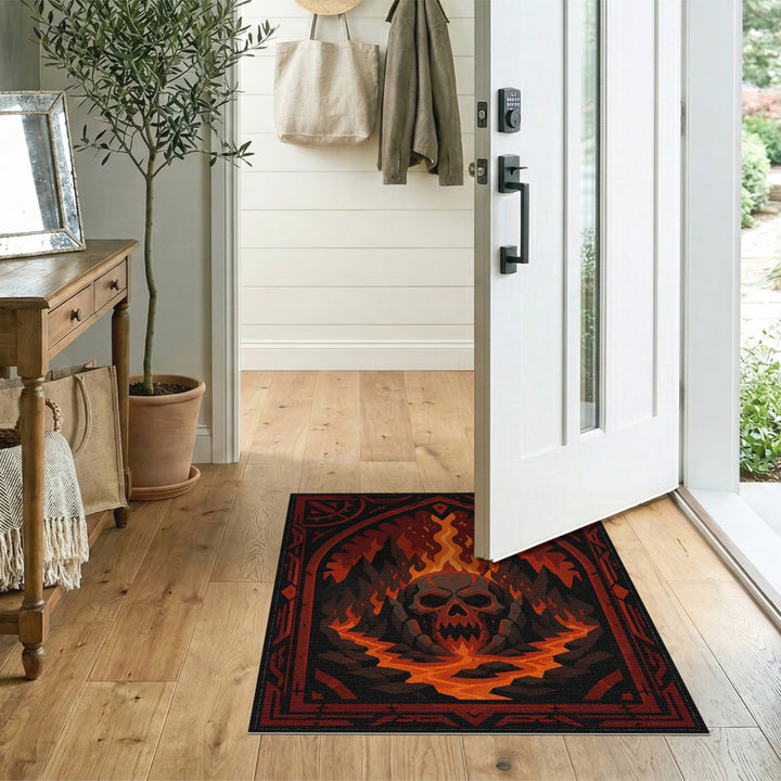 Inferno Skull Lava Area Rug