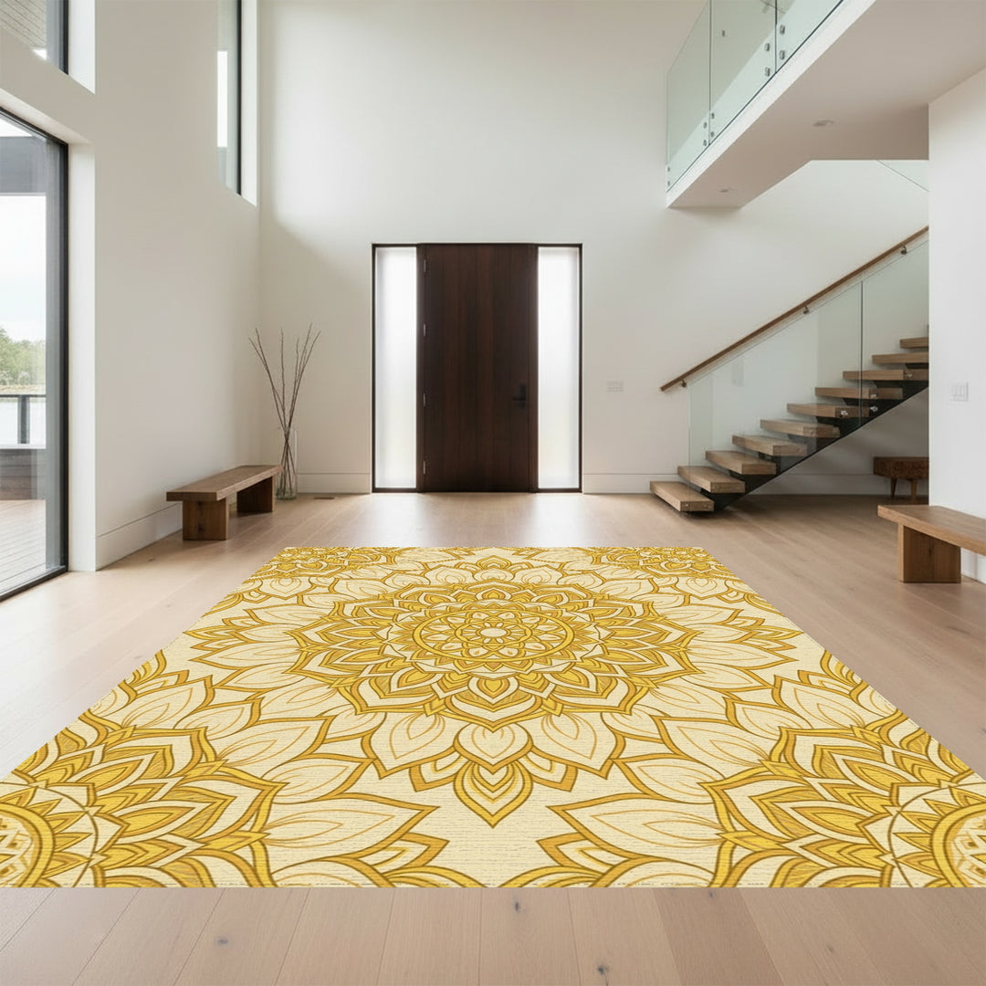 Sunburst Mandala Golden Mandala Rug
