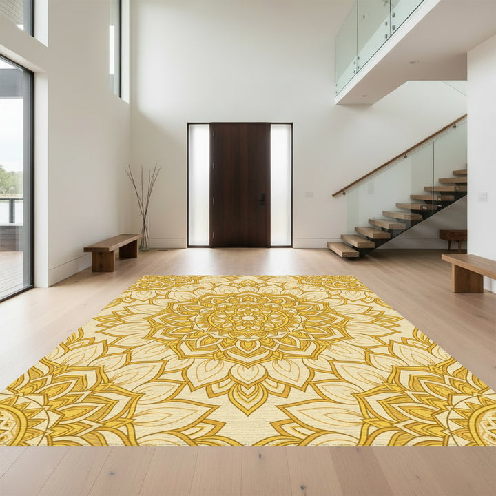 Sunburst Mandala Golden Mandala Rug