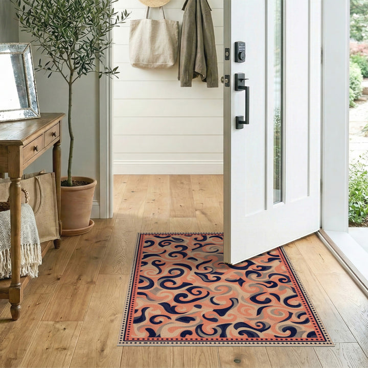 Orange Swirl Abstract Area Rug