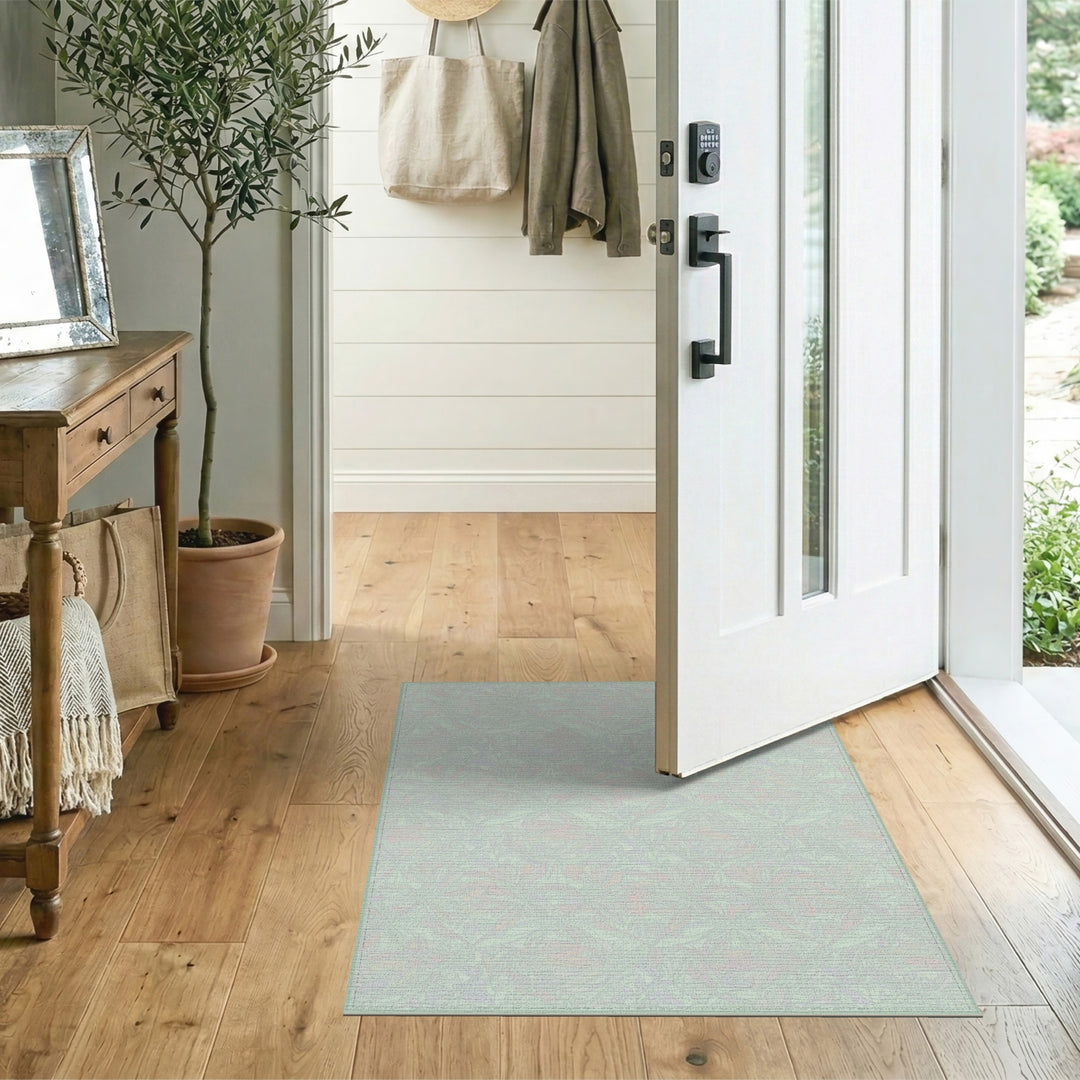 Soft Green Floral Vintage Area Rug