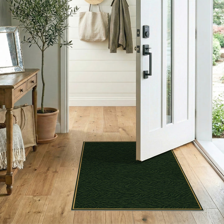 Dark Green Geometric Chevron Area Rug