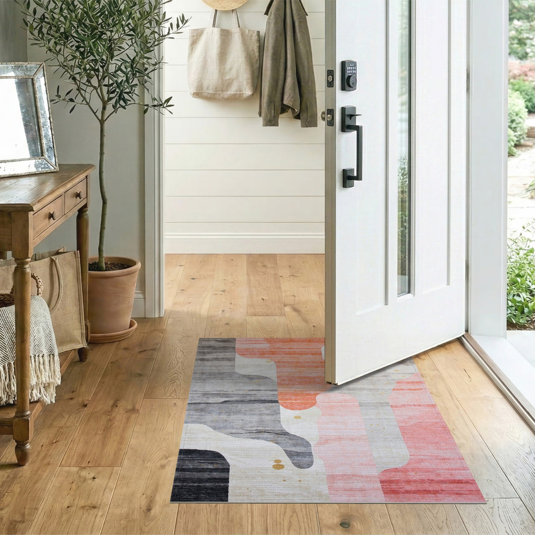 Multi-color and Patterns Abstract Coral Wave Area Rug