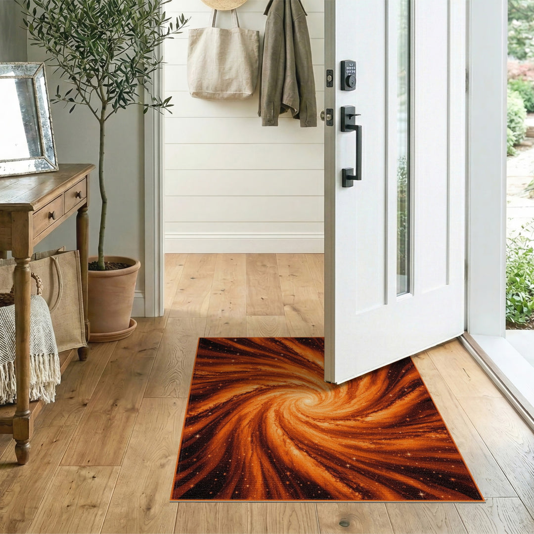 Orange Cosmic Swirl Area Rug