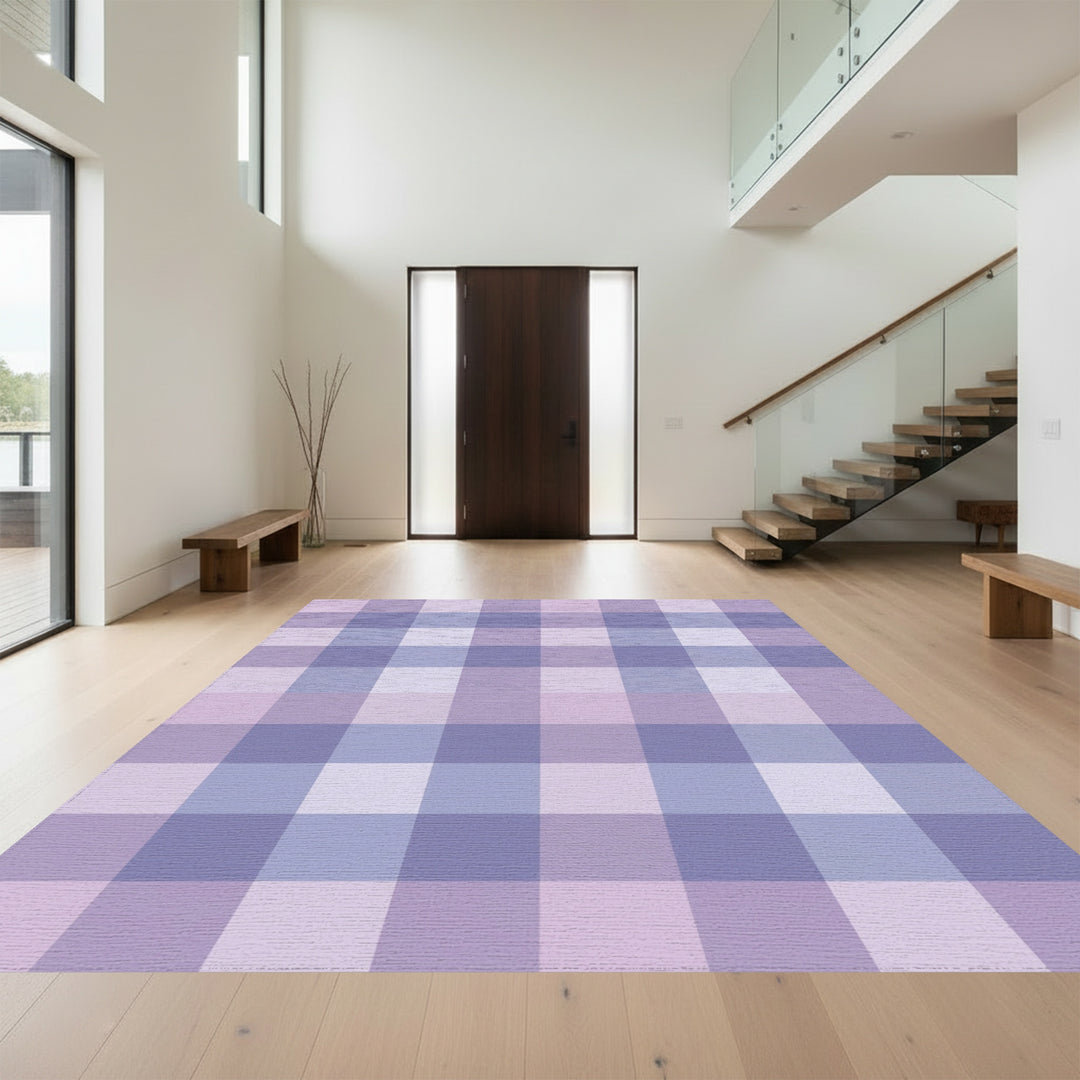 Soft Lavender Gingham Check Rug