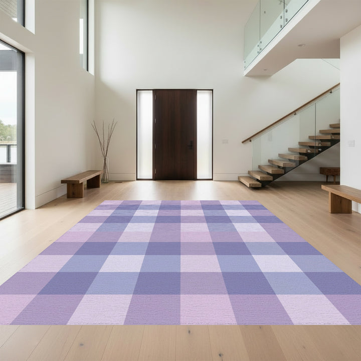 Soft Lavender Gingham Check Rug