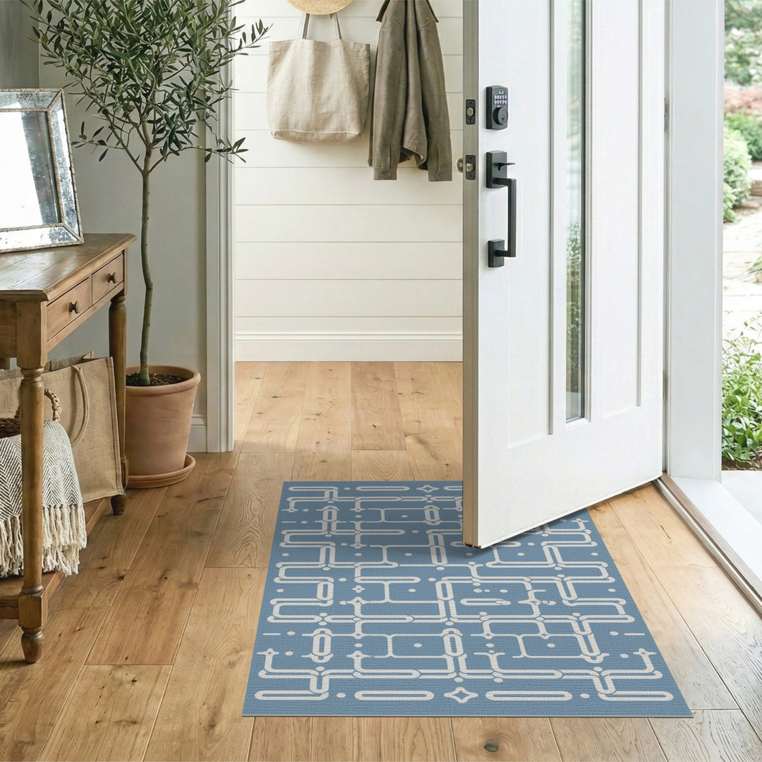 Blue Geometric Area Rug