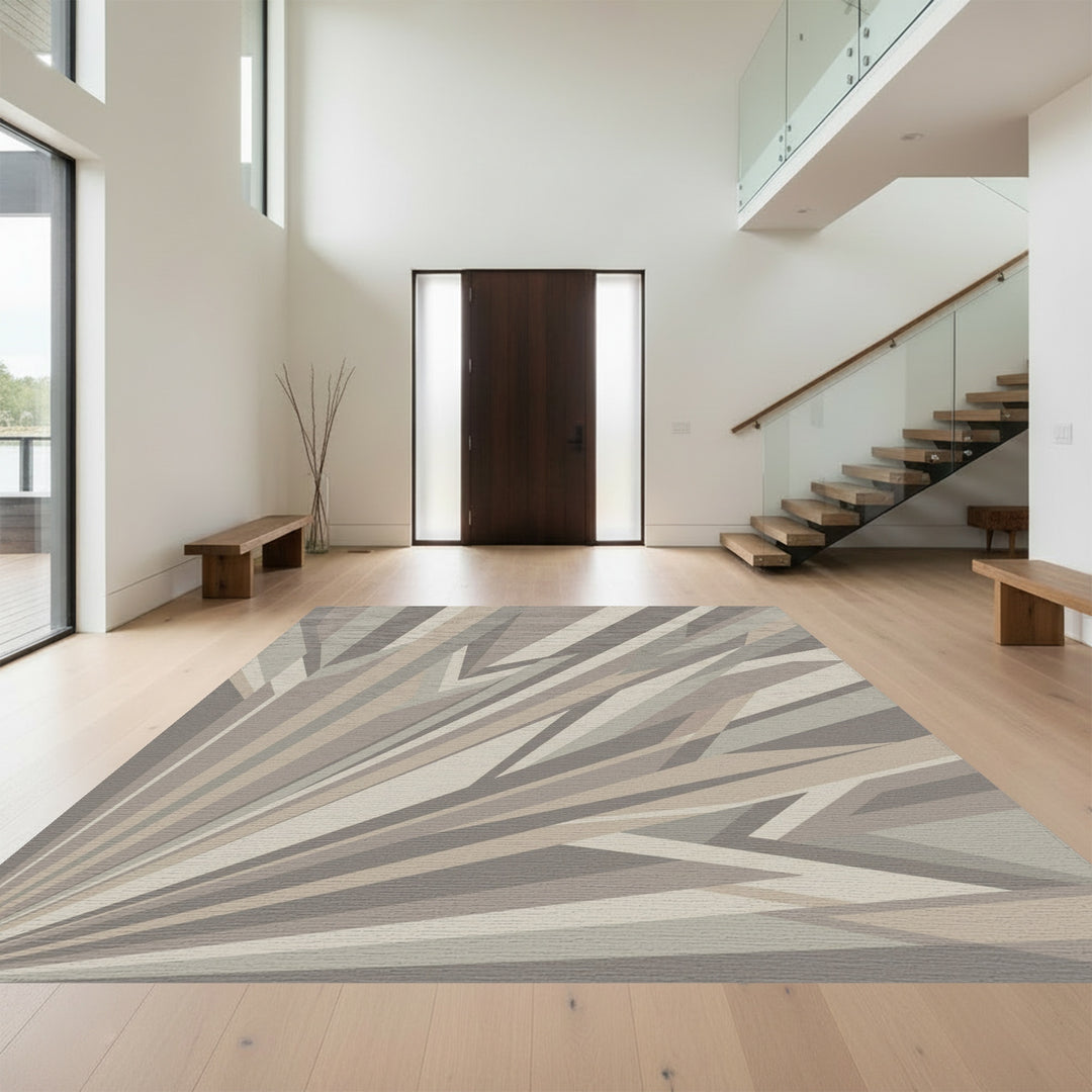 Earthy Tones Geometric Rays Rug