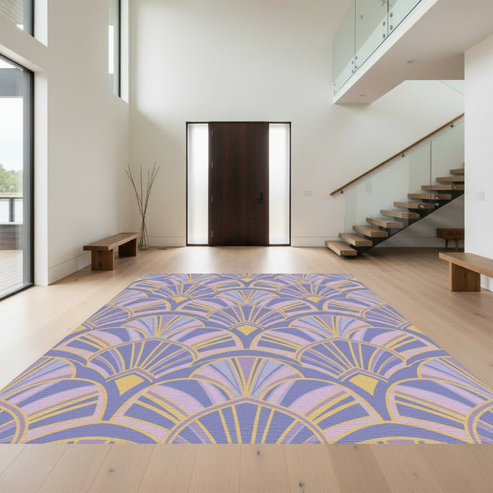 Art Deco Lilac Fan Shell Arrangement Rug