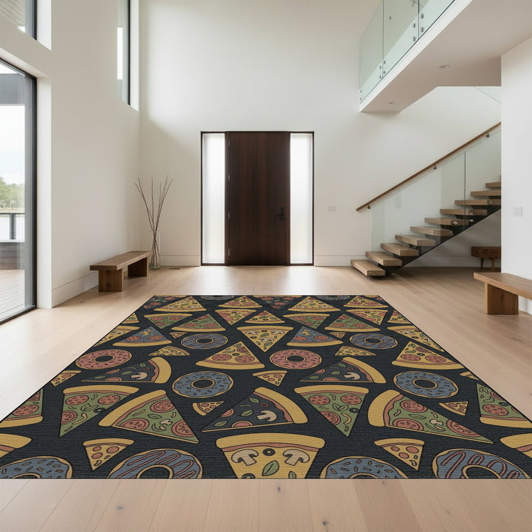 Whimsical Pizza and Donut Repeat Rug