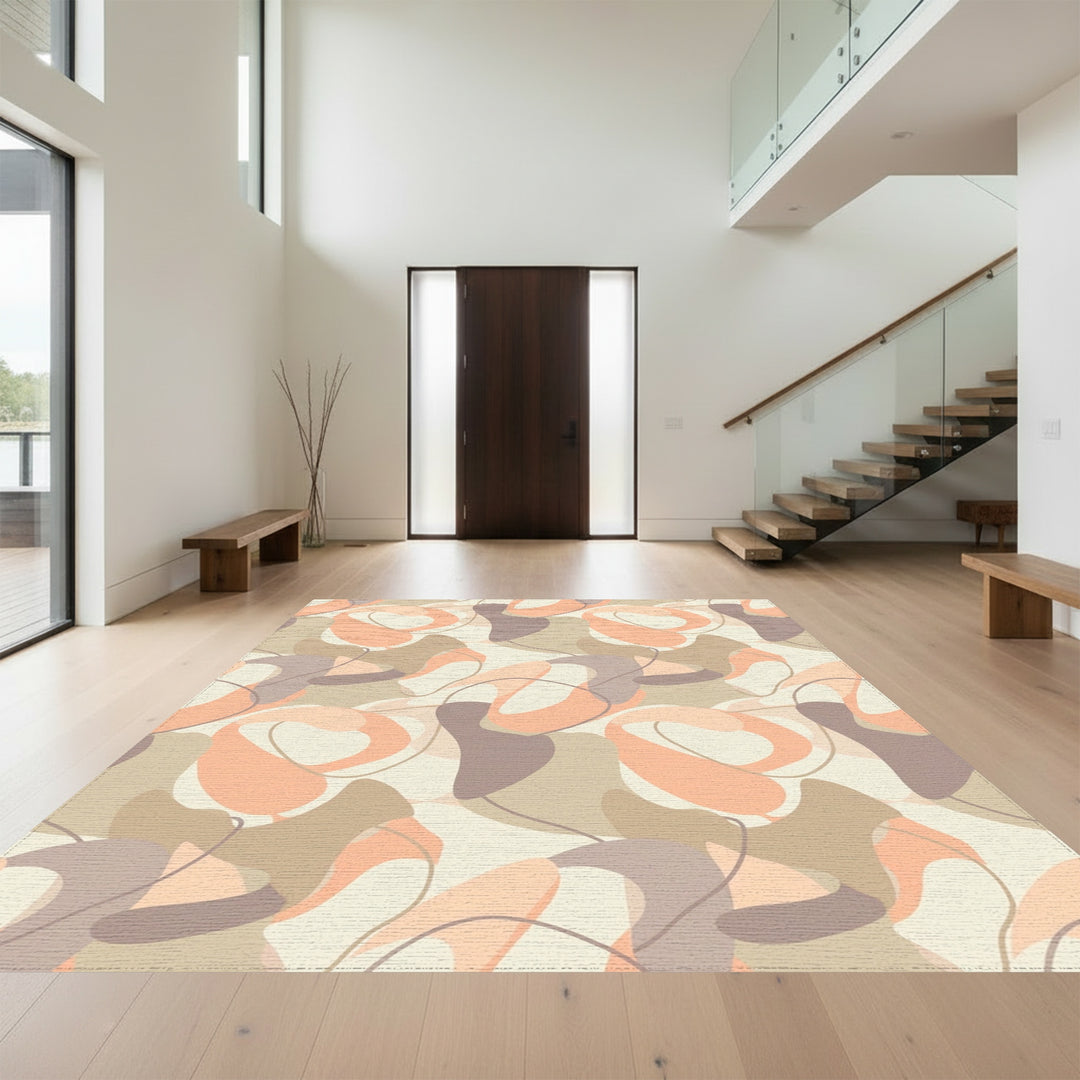Earthy Abstract Fluid Shapes Rug