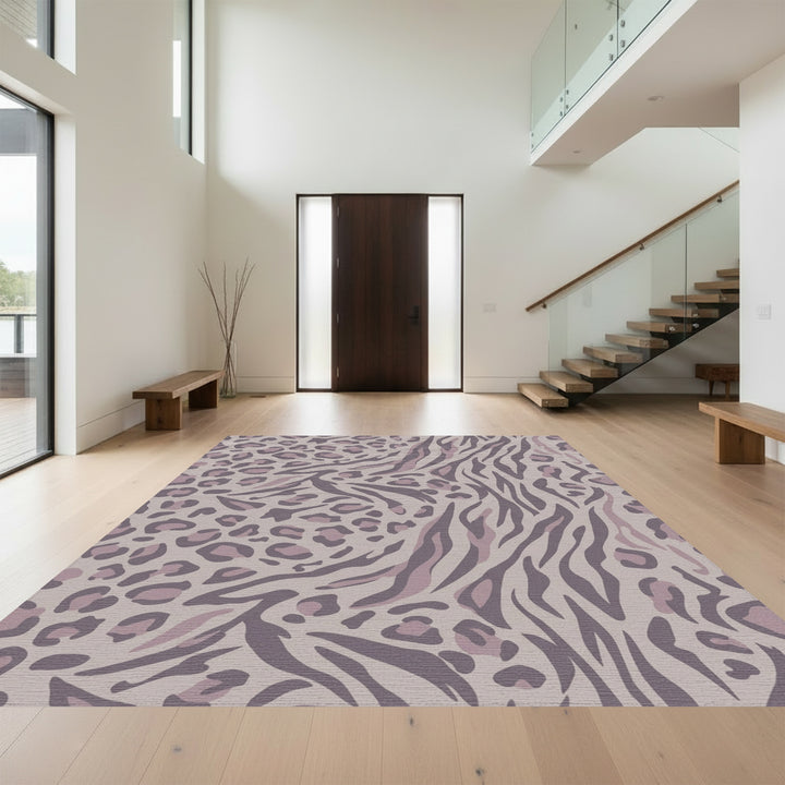 Tawny Leopard Stripe Combination Rug