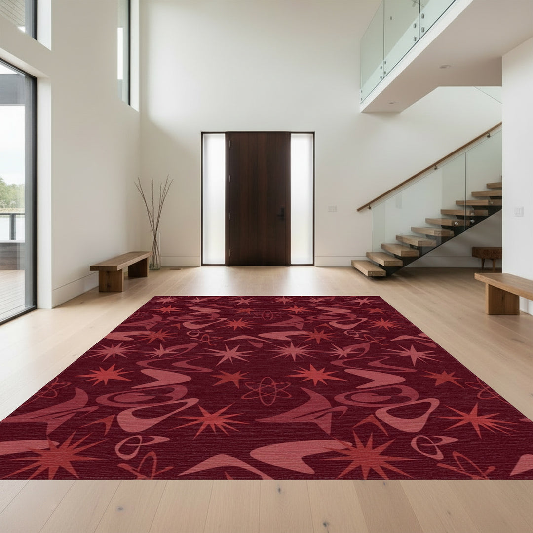 Retro Starburst Atomic Swirl Rug