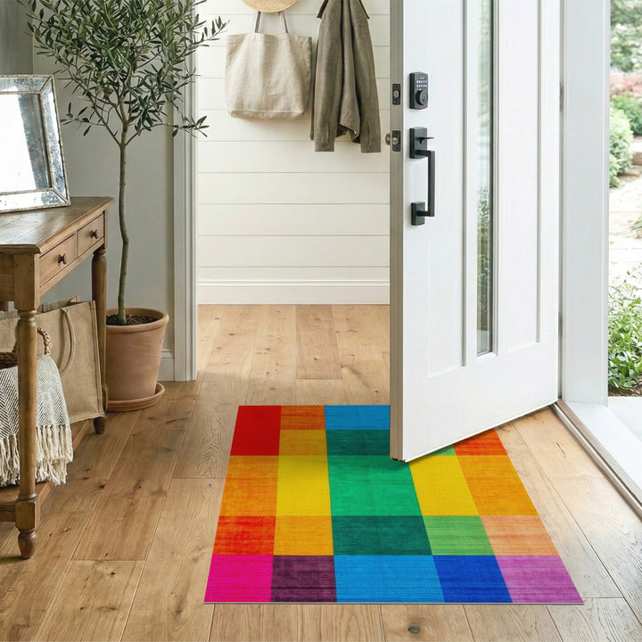 Vibrant Multi-Color Geometric Area Rug