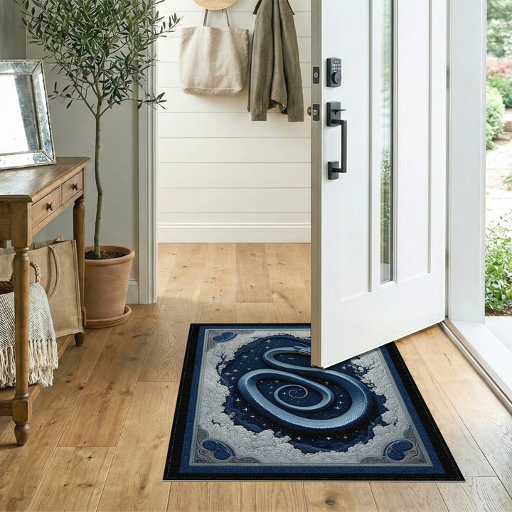 Blue Celestial Snake Coiled Area Rug