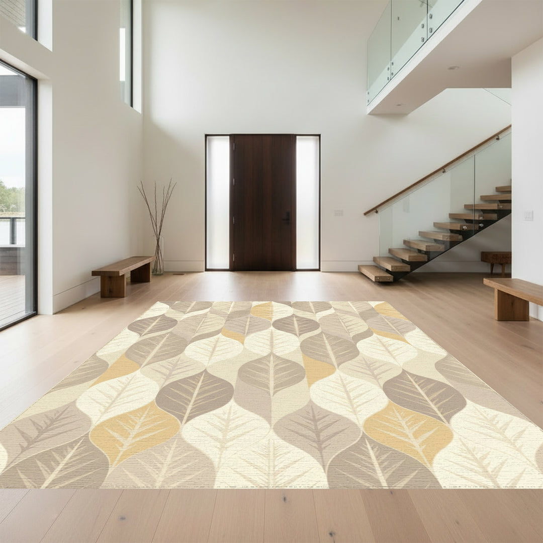 Earthy Leafy Tones Vertical Arrangement Rug