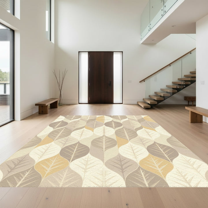 Earthy Leafy Tones Vertical Arrangement Rug