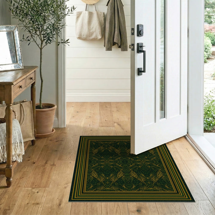 Green Dark Green Gold Traditional Persian Area Rug