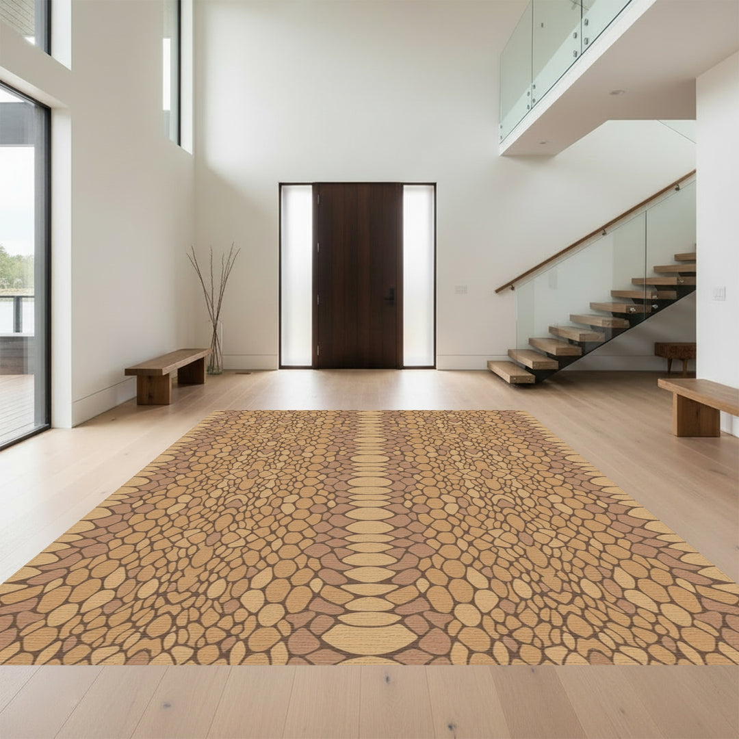 Golden Brown Snake Skin Texture Rug