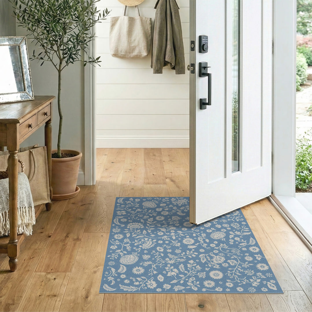 Blue Floral Vintage Area Rug