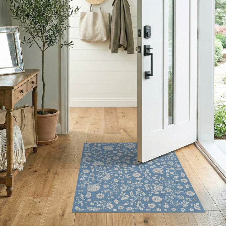 Blue Floral Vintage Area Rug