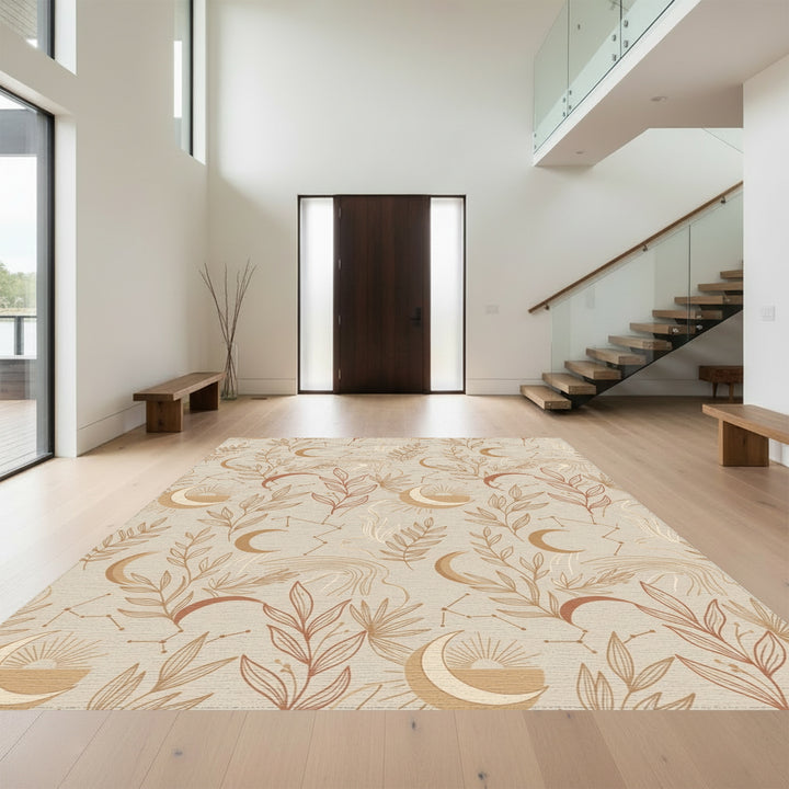 Celestial Botanical Moon Constellation Rug
