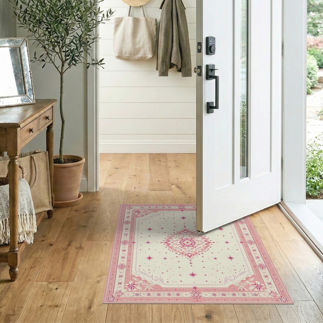 Blush Medallion Blush Pink Floral Medallion Area Rug