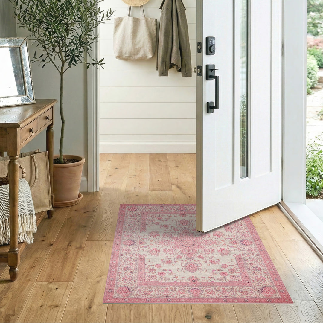 Pink Floral Vintage Area Rug