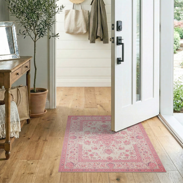 Pink Floral Vintage Area Rug