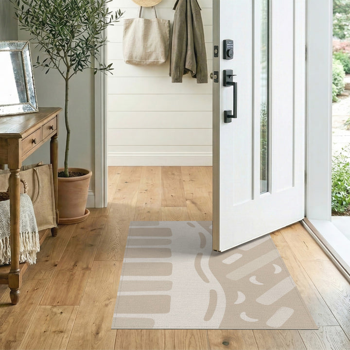 Beige Abstract Wave Area Rug