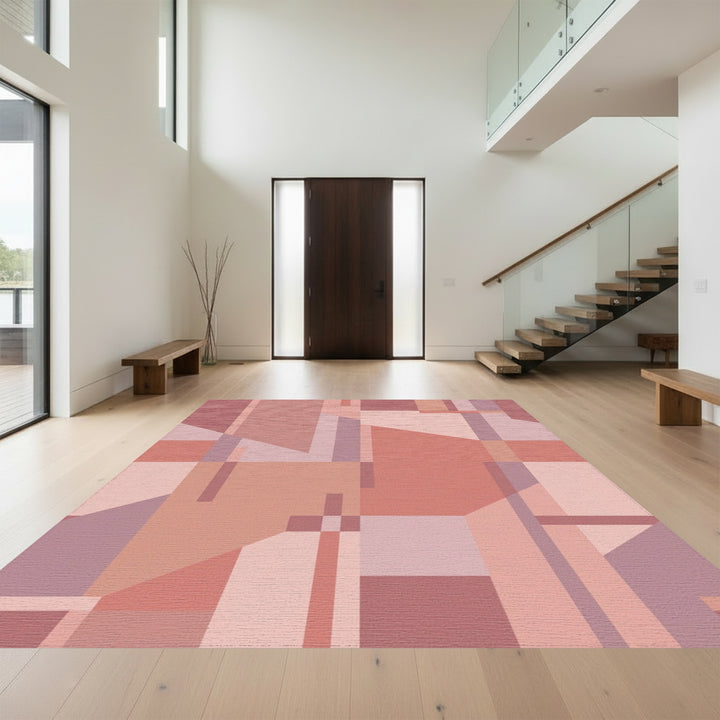 Rose Geometric Abstract Blocks Rug