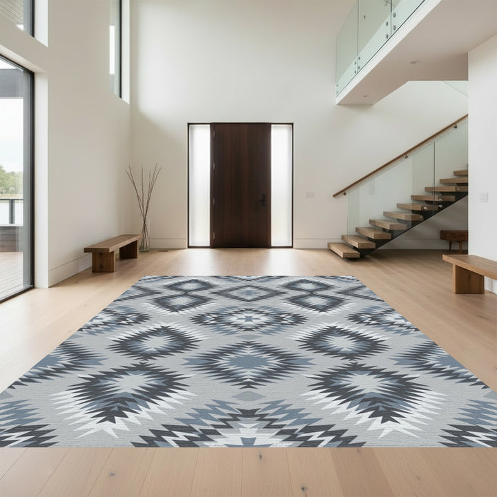 Gray Diamond Aztec Geometric Rug