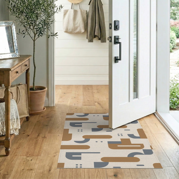Abstract Brown and Tan Abstract Geometric Brown Area Rug