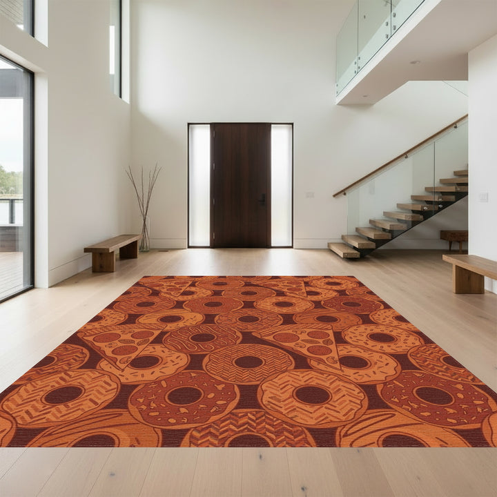 Terracotta Donut Pizza Collage Rug