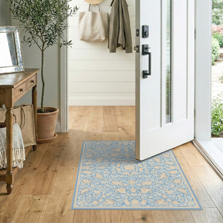 Blue Floral Vintage Area Rug