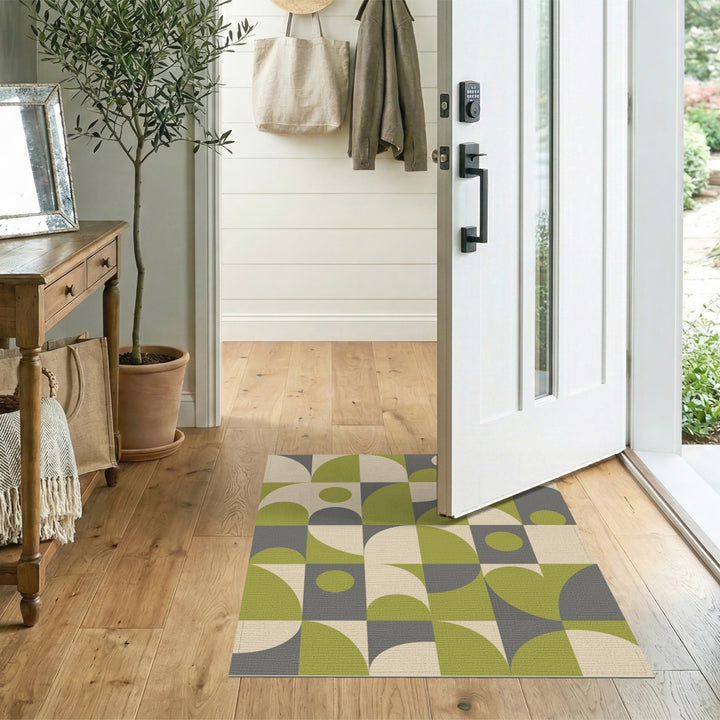 Green Geometric Circle Area Rug
