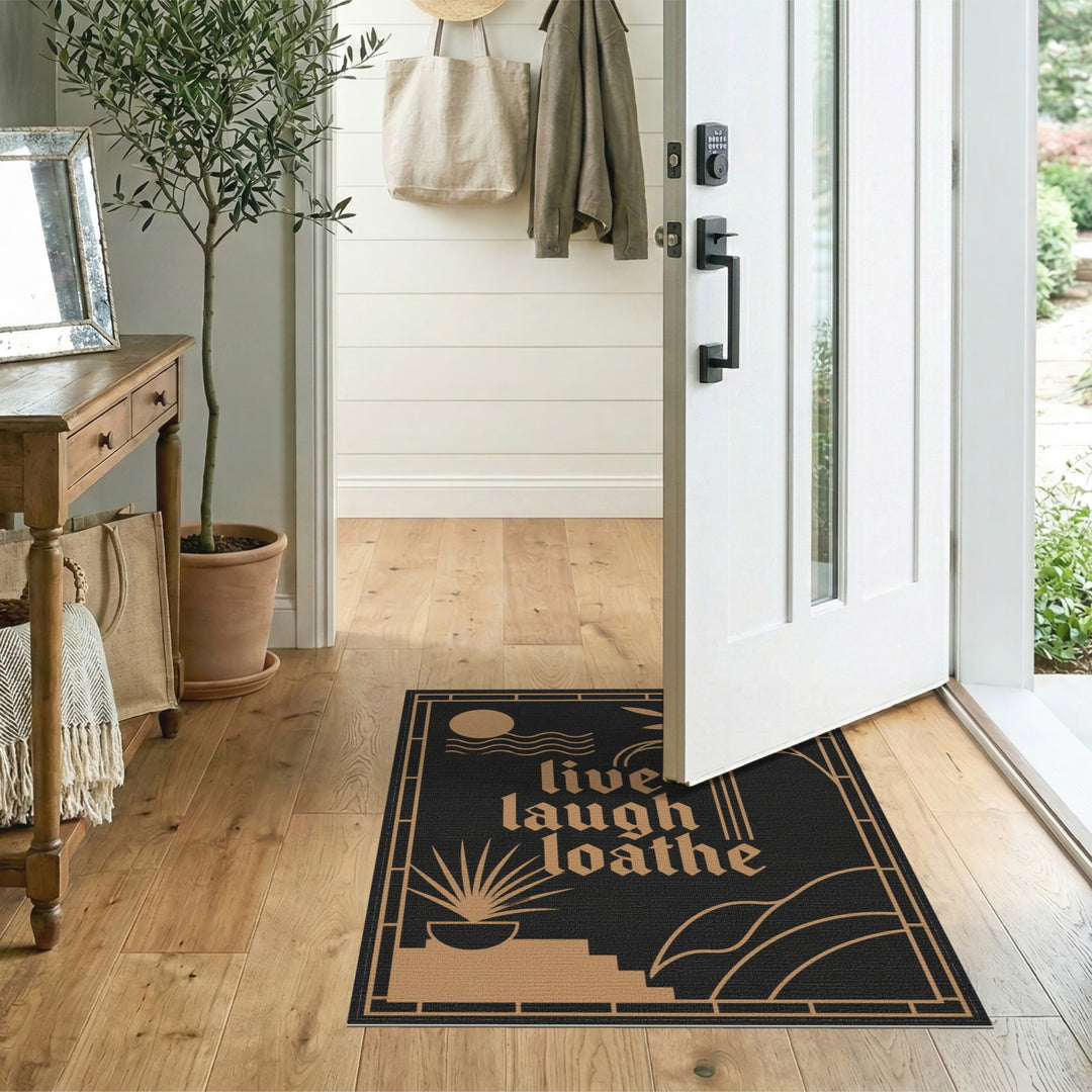 Live Laugh Loathe Geometric Area Rug