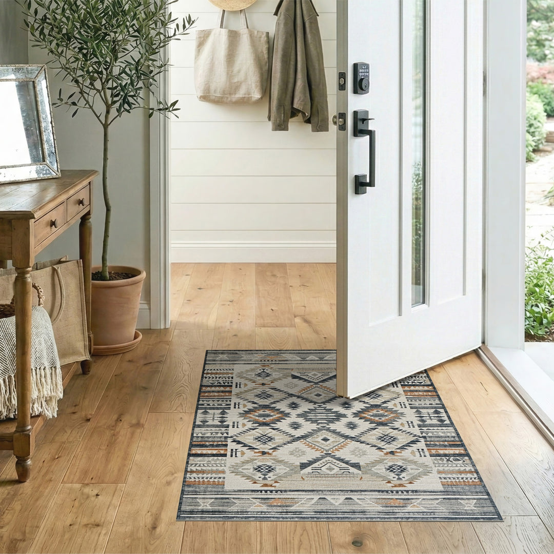 Beige Southwestern Geometric Area Rug