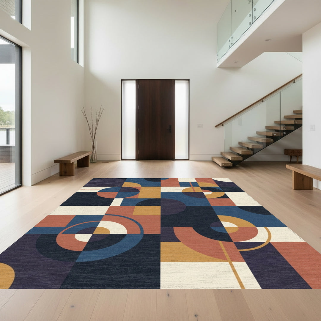 Mid Century Modern Geometric Assemblage Rug