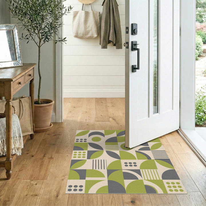 Green Geometric Modern Area Rug